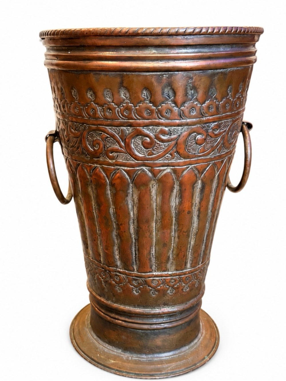 RARE! Gat HEAVY Copper Vintage Mid Century Handcrafted Embossed Decor Vase 7lbs